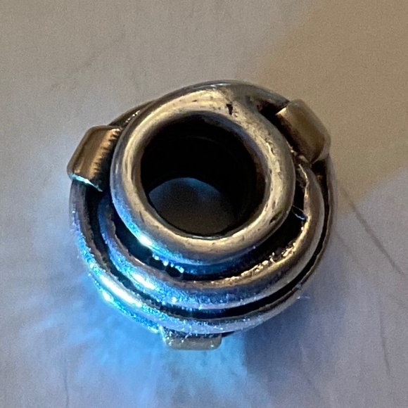 Pandora Sterling Silver & 14k Yellow Gold Swirl Design Bead Charm Retired - Picture 4 of 6
